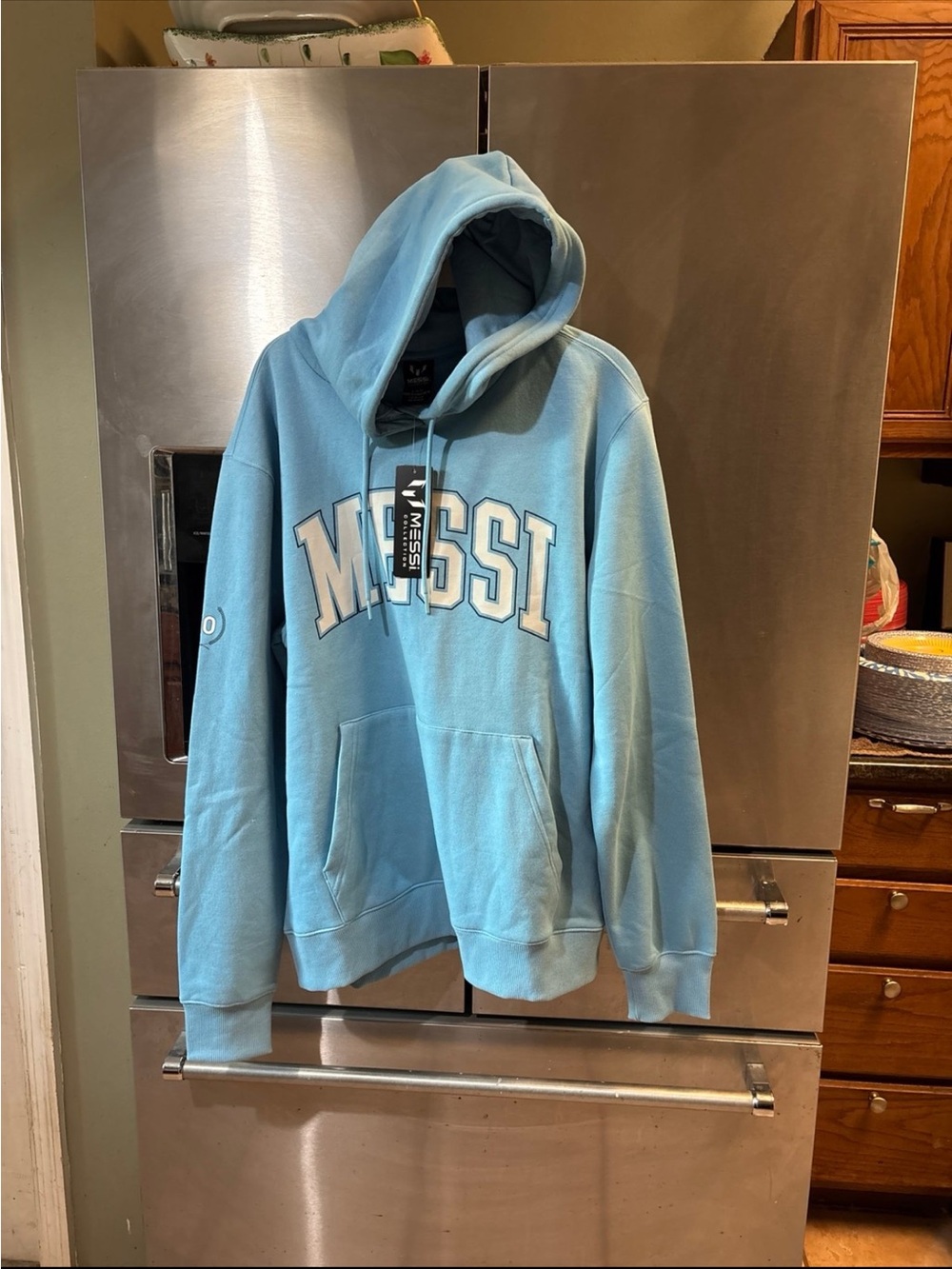 NWT MESSI Light Blue Pullover Hoodie for Men